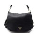 SAC A MAIN PRADA A RABAT GM EN CUIR GRAINE NOIR BLACK LEATHER FLAP BAG 1590€