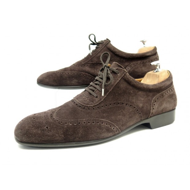 CHAUSSURES JM WESTON 607 RICHELIEU BOUT FLEURI 9.5D 43.5 DAIM MARRON SHOES 650€