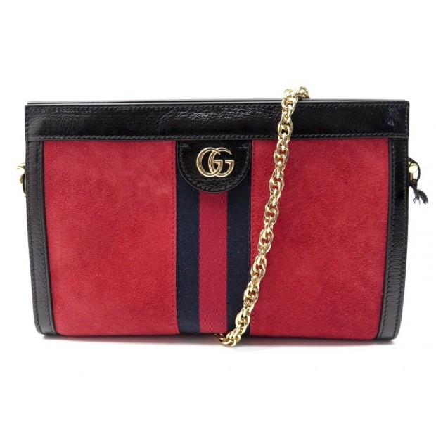 NEUF SAC A MAIN GUCCI OPHIDIA PM 503877 EN SUEDE ROUGE BANDOULIERE BAG NEW 1750€