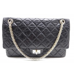 SAC A MAIN CHANEL MADEMOISELLE 2.55 EN CUIR VIEILLI NOIR & METAL DORE BAG 4990€