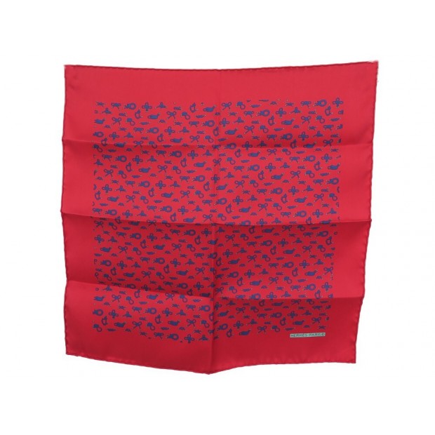 NEUF FOULARD GAVROCHE HERMES POCHETTE 45 CARRE EN SOIE ROUGE SILK SCARF 210€