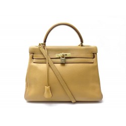 SAC A MAIN HERMES KELLY 32 RETOURNE 1998 EN CUIR TOGO CAMEL BANDOULIERE HAND BAG