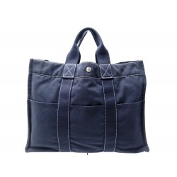 SAC A MAIN HERMES CABAS TOTO GRAND MODELE 42 CM EN COTON BLEU HAND BAG 1100€