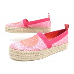 NEUF CHAUSSURES LOUIS VUITTON BLUE SHORE 38 ESPADRILLES EN TOILE ROSE SHOES 650€