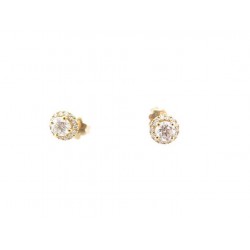 NEUF BOUCLES D'OREILLES PUCES DIAMANTS 0.83CT OR JAUNE GOLD DIAMONDS EARRINGS