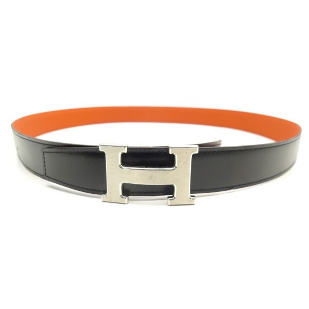 CEINTURE HERMES BOUCLE H ACIER BROSSE T100 LIEN 32MM REVERSIBLE CUIR BELT 710€