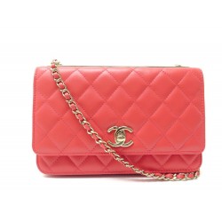 NEUF SAC A MAIN CHANEL WALLET ON CHAIN ED LIMITEE CUIR ROSE BANDOULIERE WOC BAG