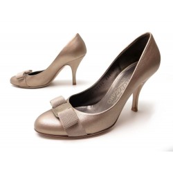 CHAUSSURES SALVATORE FERRAGAMO ESCARPIN 6.5 36.5 CUIR BRONZE 