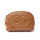 PORTE MONNAIE CHANEL MINI TROUSSE LOGO CC CUIR CAMEL LEATHER CASH HOLDER 580€