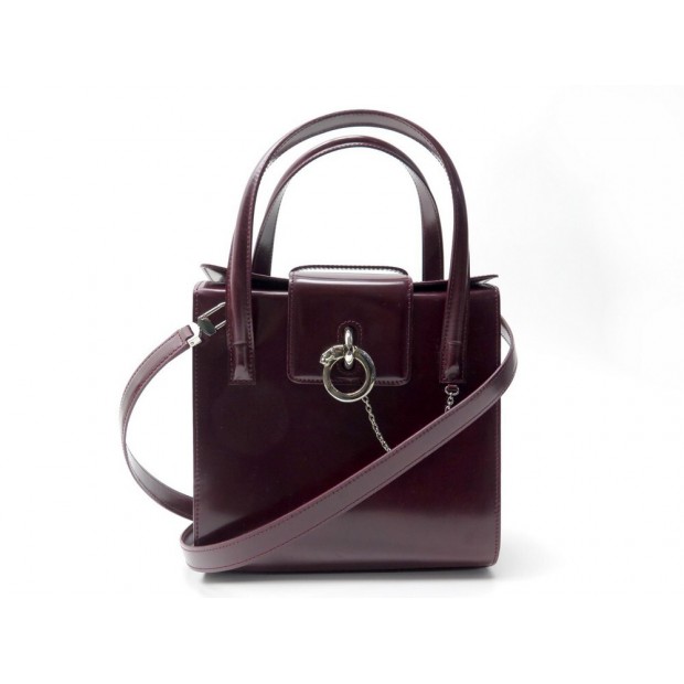 NEUF SAC A MAIN CARTIER CROCHET PANTHERE BANDOULIERE CUIR BORDEAUX HANDBAG 1700€