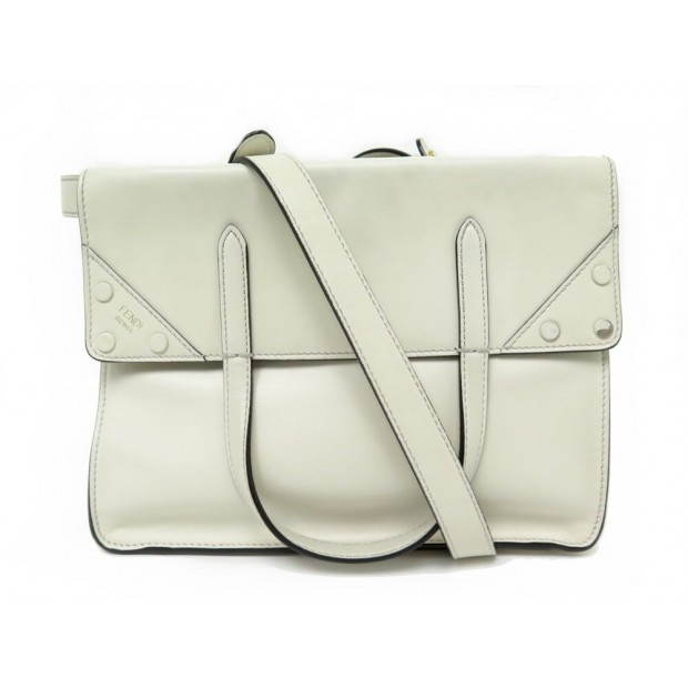 SAC A MAIN FENDI FLIP 8BT302 EN CUIR BLANC BANDOULIERE LEATHER HAND BAG 1850€