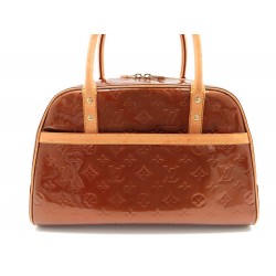 SAC A MAIN LOUIS VUITTON TOMPKINS SQUARE CUIR VERNI BRONZE 