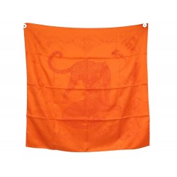 NEUF FOULARD HERMES JUNGLE LOVE CARRE 90 EN SOIE ORANGE SILK SCARF + BOITE 460€