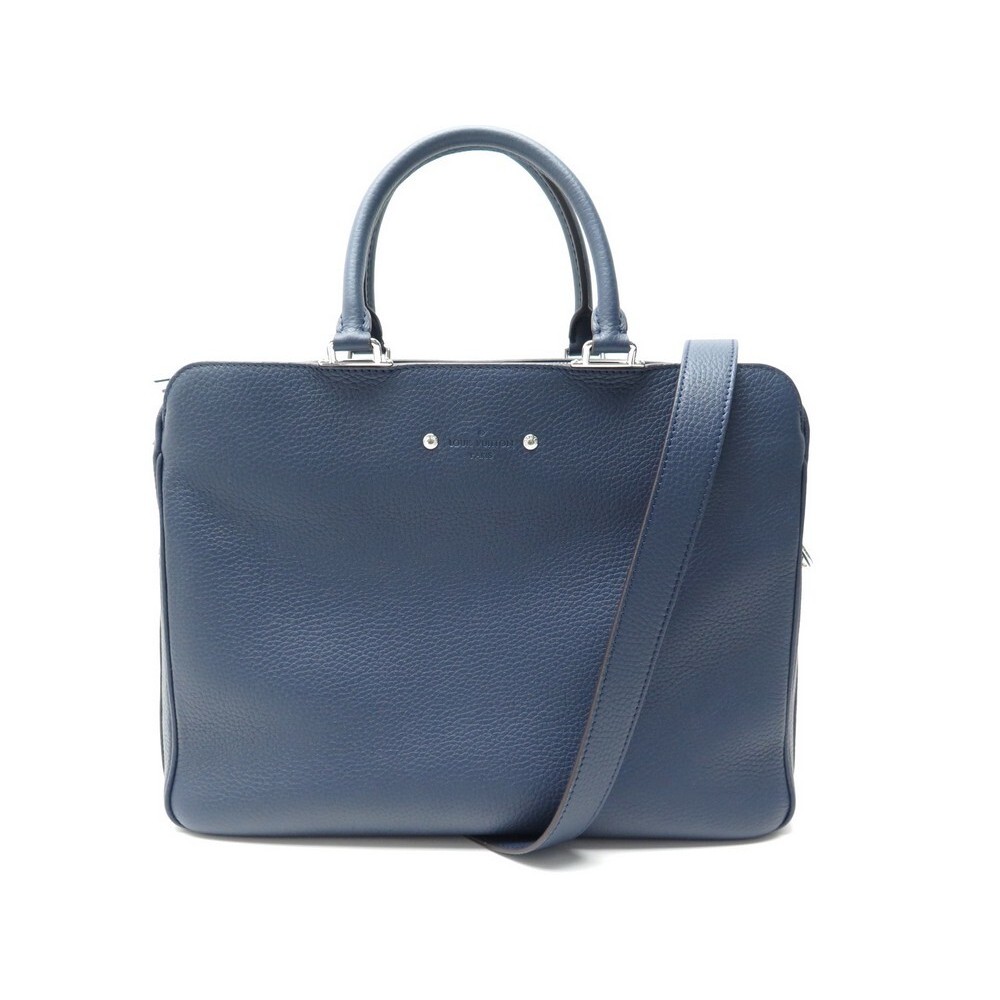 Authentic Louis Vuitton Armand Briefcase Bag In Blue Taurillon Leather