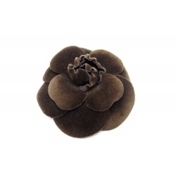 BROCHE CHANEL CAMELIA FLEUR BIJOU EN VELOURS MARRON BOITE FLOWER PIN BROOCH 420€