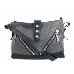 NEUF SAC A MAIN KENZO BESACE BANDOULIERE EN CUIR GRIS & NOIR HAND BAG PURSE 845