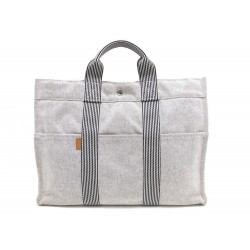 SAC A MAIN HERMES TOTO 42 CM CABAS EN TOILE COTON GRIS TOTE HAND BAG PURSE 1300€