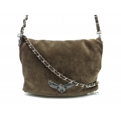 SAC A MAIN ZADIG & VOLTAIRE ROCKY POCHETTE BANDOULIERE EN DAIM MARRON PURSE 485€