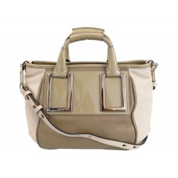 SAC A MAIN CHLOE ETHEL CABAS CUIR BEIGE & KAKI BANDOULIERE HAND BAG PURSE 900