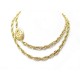 COLLIER CHANEL SAUTOIR CHAINE MEDAILLE LOGO CC CIRCA 1970 EN METAL DORE NECKLACE