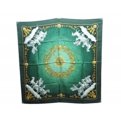 FOULARD HERMES COSMOS PHILIPPE LEDOUX CARRE 90 CM EN SOIE VERT SILK SCARF 350€