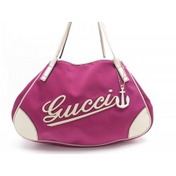 NEUF SAC A MAIN GUCCI 169949 EN TOILE ROSE & CUIR BLANC HAND BAG PURSE 1200€