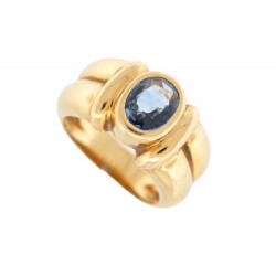 BAGUE WASKOLL T54 EN OR JAUNE 18K 12.6GR SERTIE SAPHIR OVALE OVAL SAPPHIRE RING