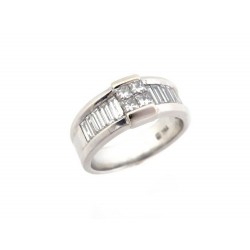 BAGUE EN OR BLANC 8.4 GR SERTIE 14 DIAMANTS 1.11 CT GOLD & DIAMONDS RING 3960