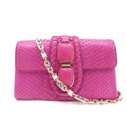 SAC A MAIN CELINE POCHETTE 23 CM EN CUIR DE PYTHON ROSE PURSE CLUTCH 1300€