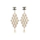 NEUF BOUCLES D'OREILLES CHANEL LOGO CC ET LOSANGE PERLES EN METAL EARRINGS 1080€