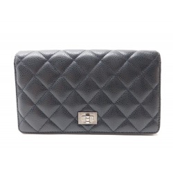 NEUF PORTEFEUILLE CHANEL MADEMOISELLE EN CUIR CAVIAR BLEU WALLET BILLFOLD 770€