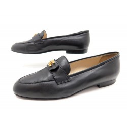 CHAUSSURES MOCASSINS CHANEL FERMOIR TIMELESS CC 40.5 CUIR NOIR SAC LOAFERS 620€