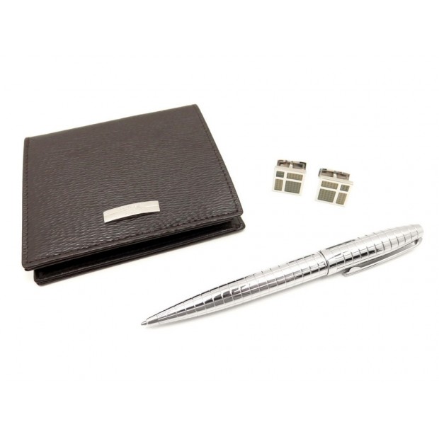 NEUF COFFRET ST DUPONT PORTEFEUILLE STYLO BOUTONS DE MANCHETTES PEN WALLET 650€