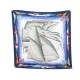 FOULARD HERMES VENT PORTANT YANNICK MANIER CARRE 90 EN SOIE BLEU SILK SCARF 370€