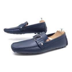 NEUF CHAUSSURES LOUIS VUITTON MONTE CARLO 11 45 MOCASSINS CUIR BLEU SHOES 500€