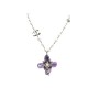 NEUF COLLIER CHANEL FLEUR EN PERLE DE VERRE VIOLETTE & NACRE CROIX NECKLACE 890€