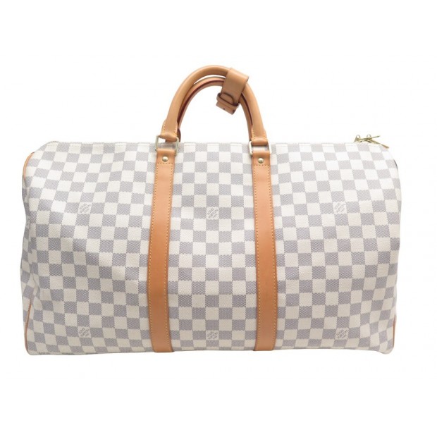 SAC DE VOYAGE A MAIN LOUIS VUITTON KEEPALL 50 N41430 TOILE DAMIER AZUR BAG 2000€