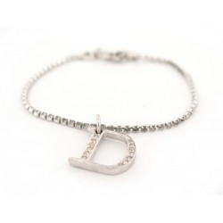 BRACELET DIOR LETTRE LOGO D & STRASS 19 METAL ARGENTE STEEL CHAIN STRAP 270€