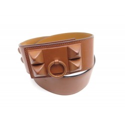 RARE CEINTURE HERMES COLLIER DE CHIEN SHADOW 85 MEDOR EN CUIR BARENIA BELT 2150€