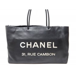  SAC A MAIN CHANEL RUE CAMBON CUIR NOIR 