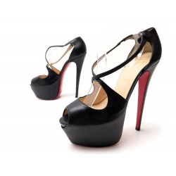 CHAUSSURES CHRISTIAN LOUBOUTIN DAFFODILE 160 A BRIDES 40.5 CUIR NOIR SHOES 950€