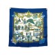 FOULARD HERMES AU FIL DE LA SOIE PAR ANNIE FAIVRE SOIE BLEU BLUE SILK SCARF 460€