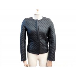 VESTE CLAUDIE PIERLOT CAPUCINE S 34 36 BLOUSON EN CUIR NOIR MATELASSE 395