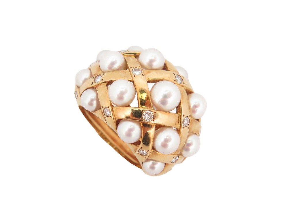 bague chanel baroque t50 or jaune 18k perles