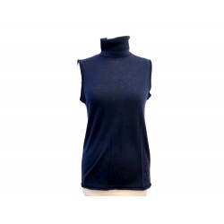 NEUF PULL COL ROULE SANS MANCHE CHANEL 40 M EN CACHEMIRE BLEU CASHMERE 2200€