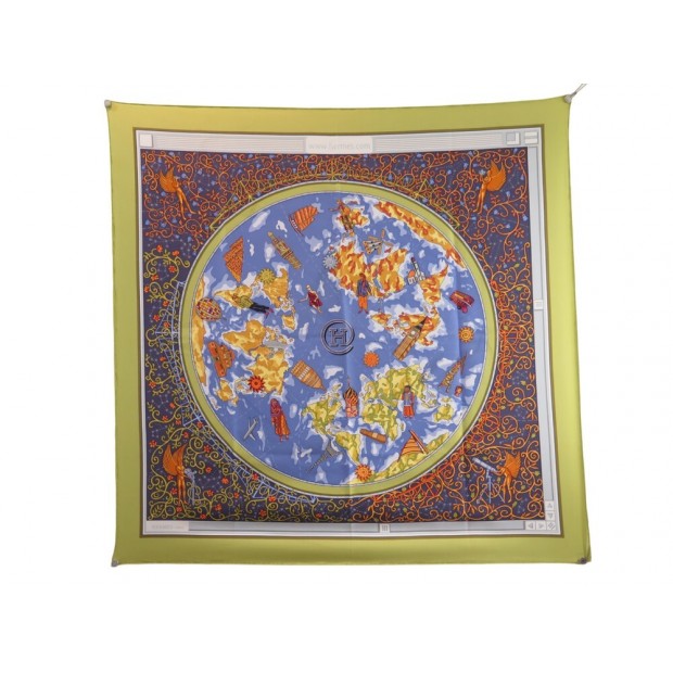 NEUF RARE FOULARD HERMES WWW.HERMES.COM CHRISTINE HENRY CARRE 90 SOIE SCARF 460€