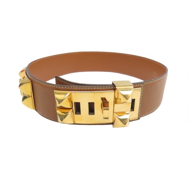 VINTAGE CEINTURE HERMES MEDOR COLLIER DE CHIEN T68 EN CUIR COURCHEVEL BELT 1780€