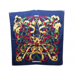 FOULARD HERMES LE MORS A LA CONETABLE D'ORIGNY CARRE SOIE BLEU SILK SCARF 350€