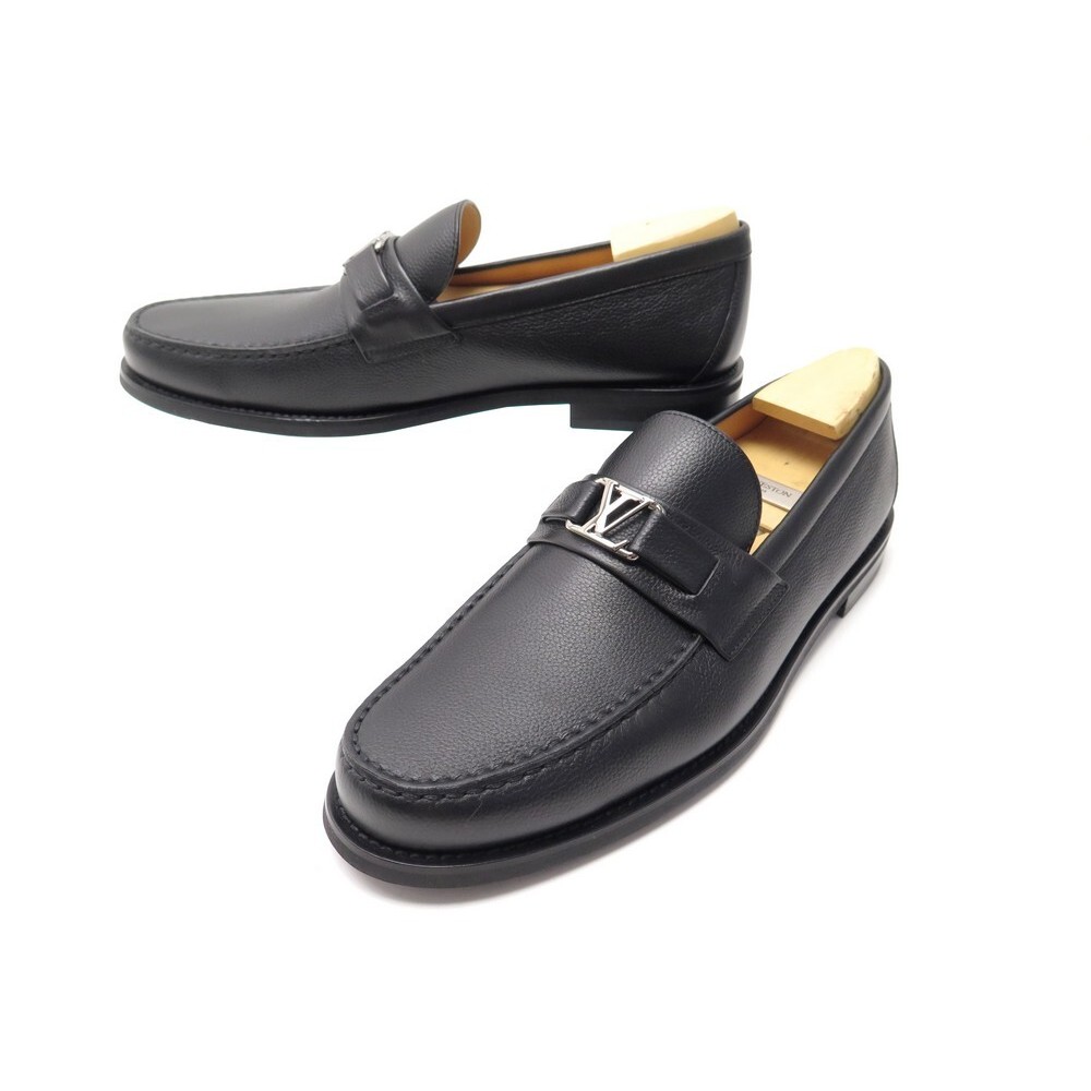 NEW LOUIS VUITTON Mens Shoes Black Leather Montaigne Loafers UK
