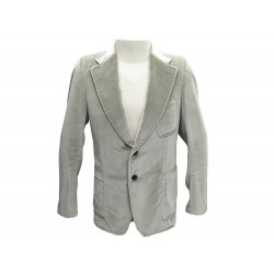 VESTE GUCCI 19Y1F0 50 M EN VELOURS GRIS COTON ET SOIE GREY VELVET JACKET 2600€